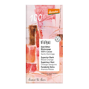 Vivani Superior Dark 100% Cacao Blood Orange 90GR Vivani Superior Dark 100% Cacao Blood Orange 90GR