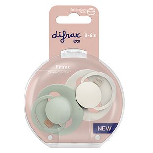 Difrax LOVI Prime Pacifier 0-6 Months - Coconut/Pistachio 2ST