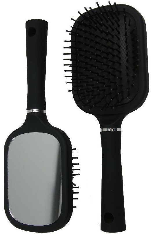 Hair Mode Haarborstel Groot met Spiegel Zwart afbeelding 1