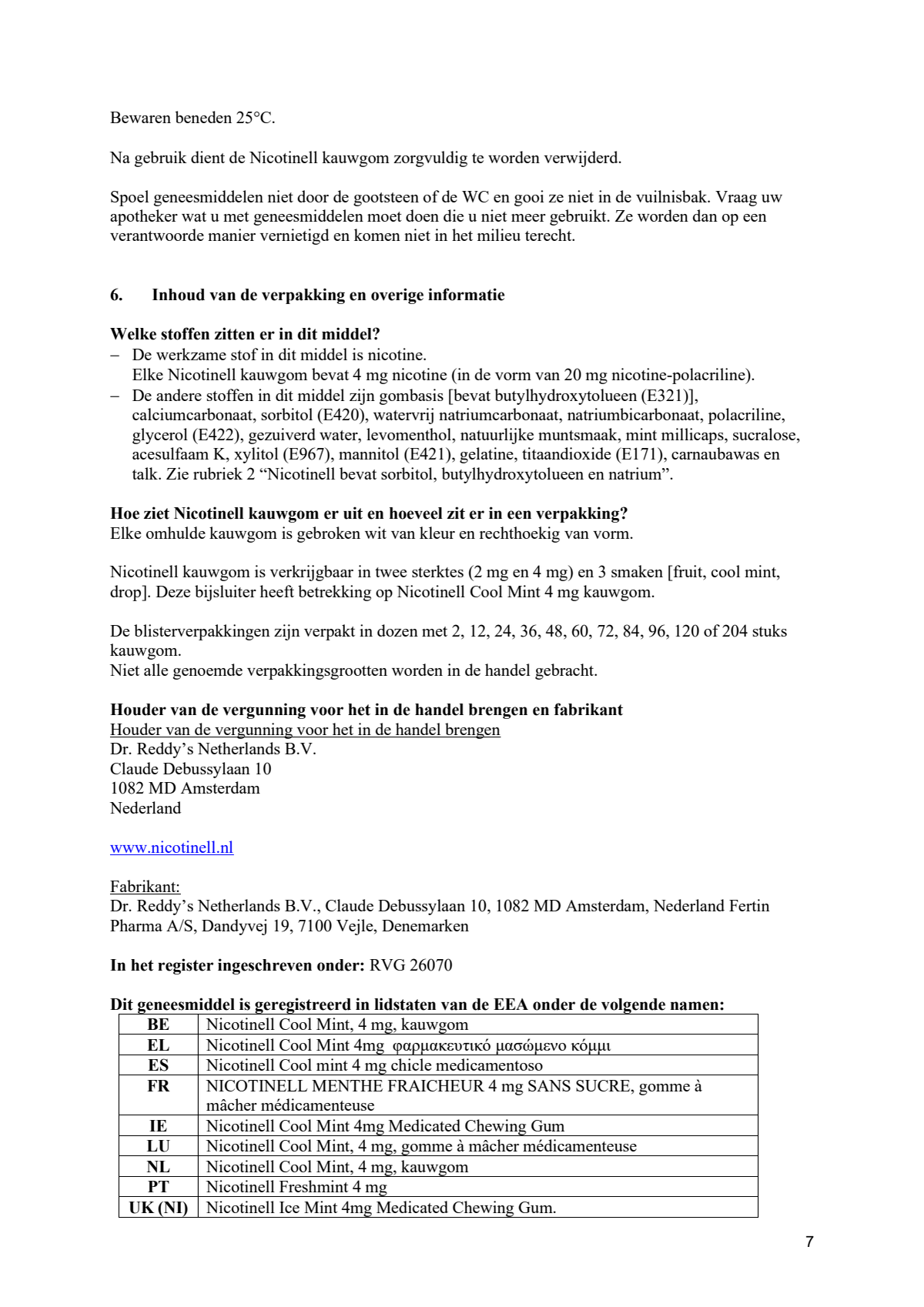 Kauwgom Cool Mint 4mg -  voor stoppen met roken afbeelding van document #7, leaflet