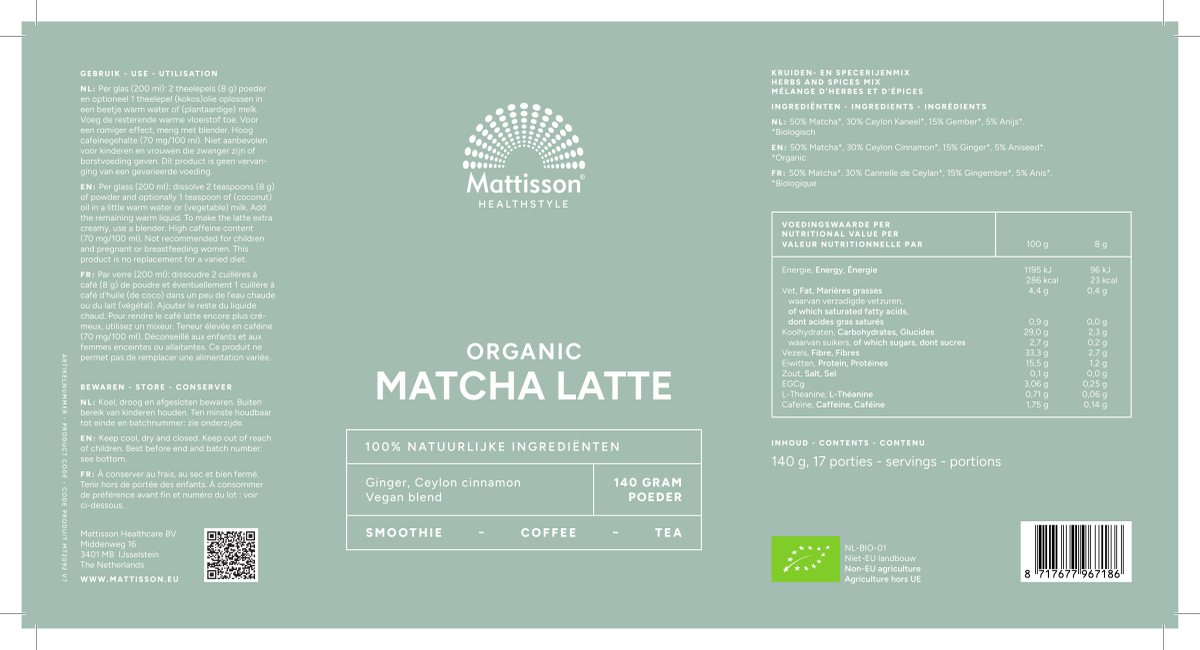 Matcha Latte Vegan Blend afbeelding van document #1, label