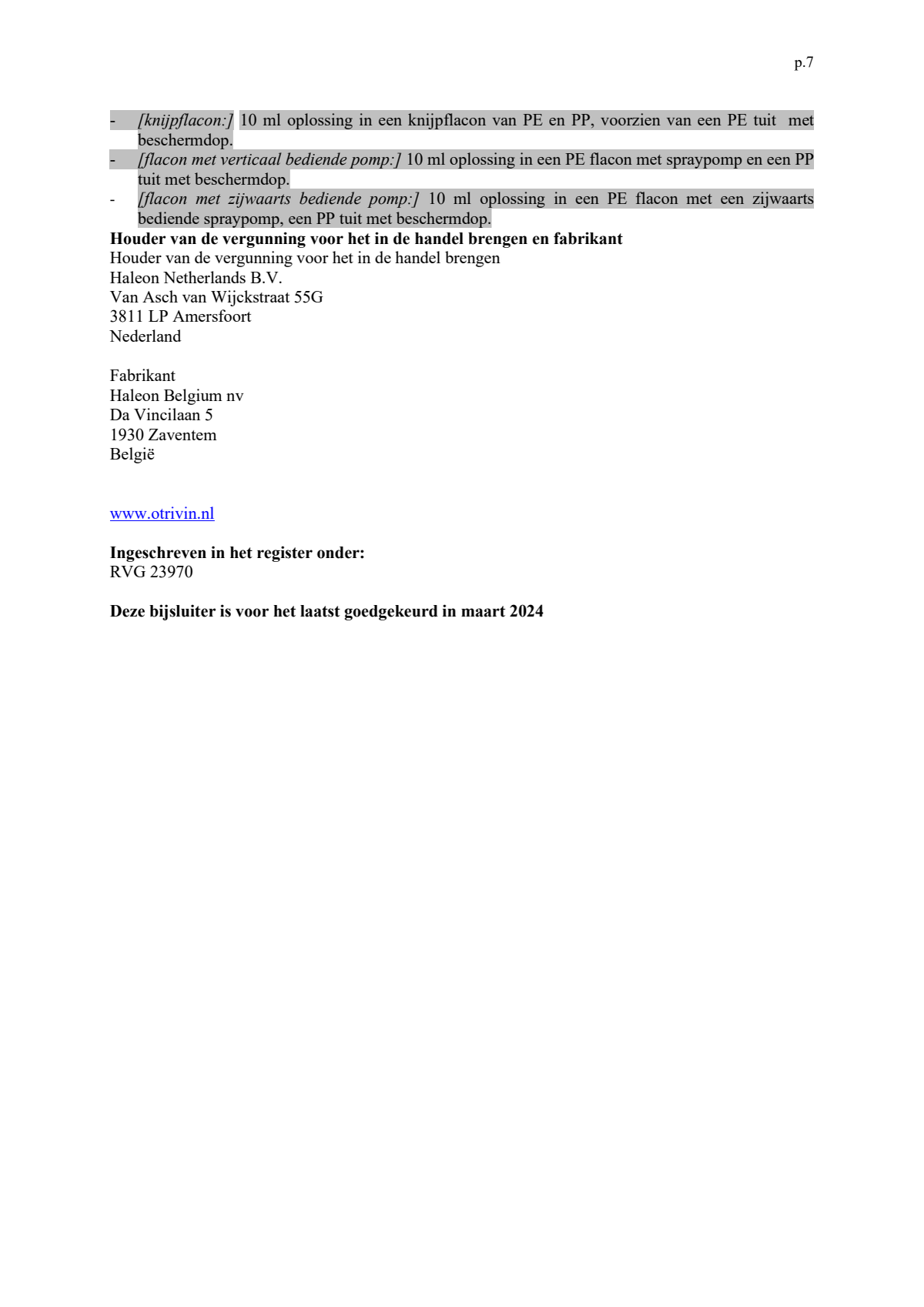 Xylometazoline HCI 1 mg/ml Neusspray bij een verstopte neus afbeelding van document #7, leaflet