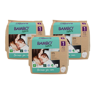 Bambo Nature Maat 1 Luiers XS - Multiverpakking 3x22ST