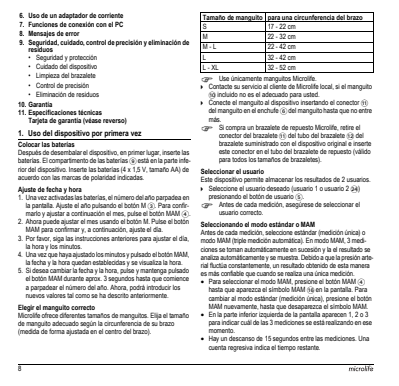 Microlife BP Bloeddrukmeter B3 Comfort PC afbeelding van document #10, instructions