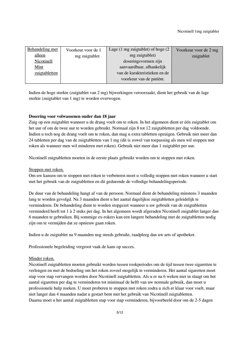 Zuigtabletten Mint 1 mg - voor stoppen met roken afbeelding van document #5, leaflet