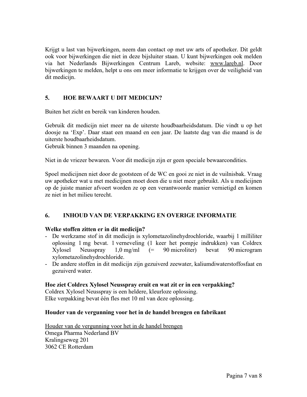 Neusspray Xylosel 1mg/ml - xylometazoline neusspray bij neusverkoudheid afbeelding van document #7, leaflet