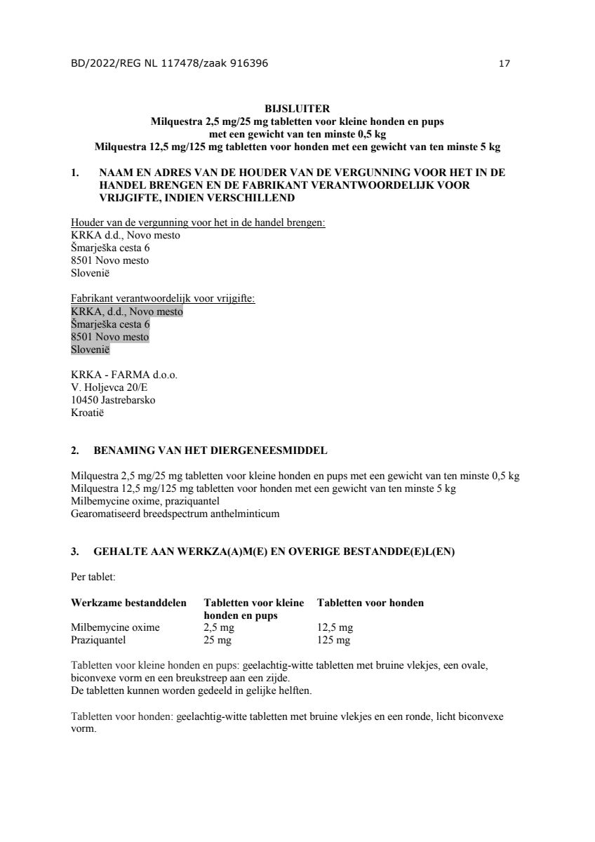 Milquestra Ontwormingsmiddel Honden 0.5 - 10KG afbeelding van document #17, leaflet
