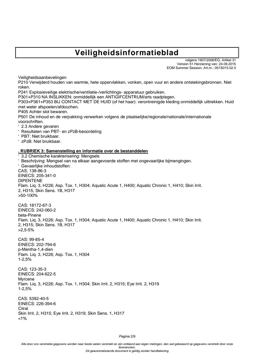 Essentiële Olie Summer Session afbeelding van document #2, label
