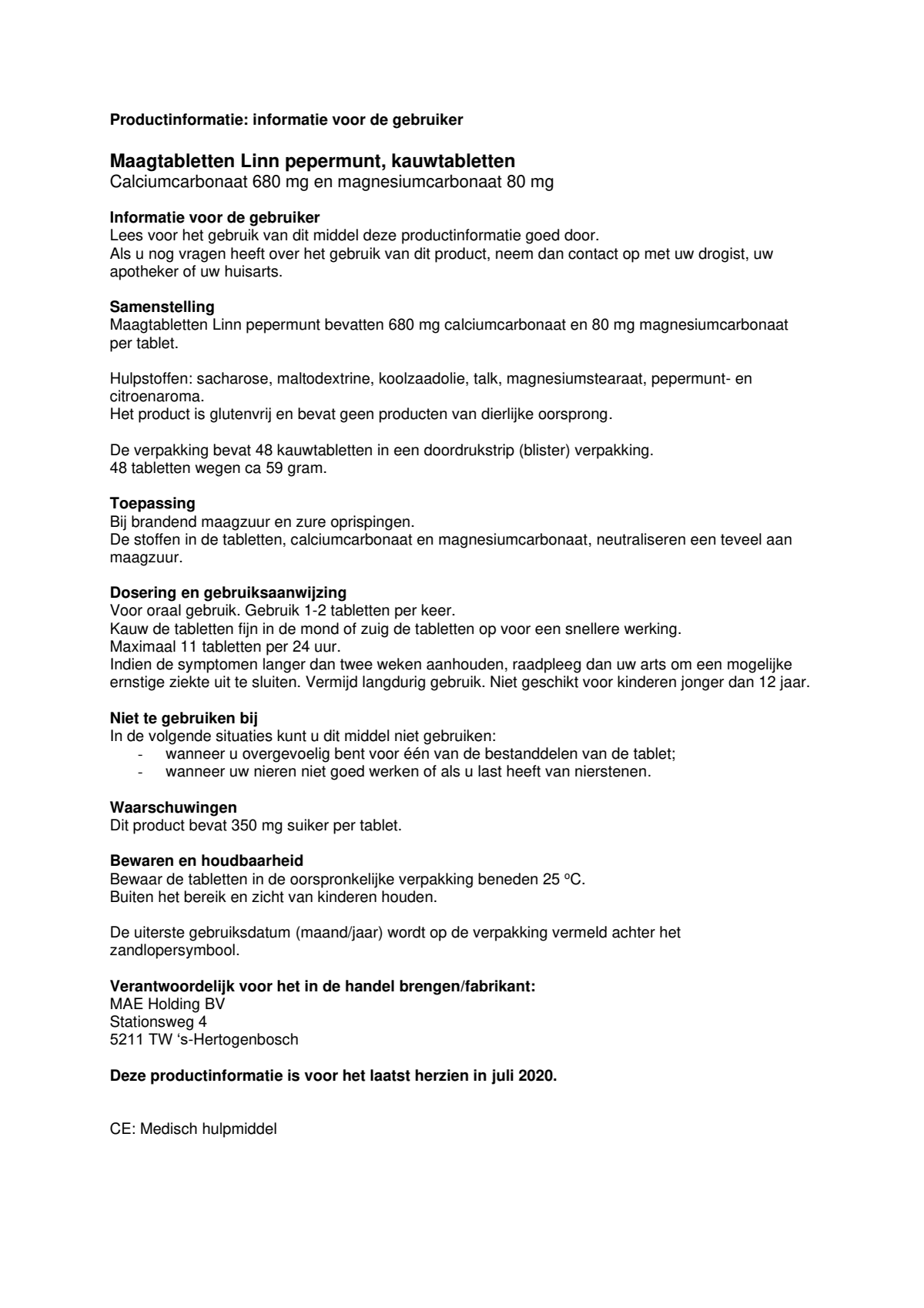 Maagtabletten Pepermunt Kauwtabletten afbeelding van document #1, instructions