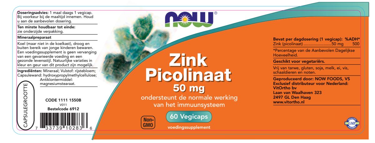Zink Picolinaat 50mg Capsules afbeelding van document #1, label