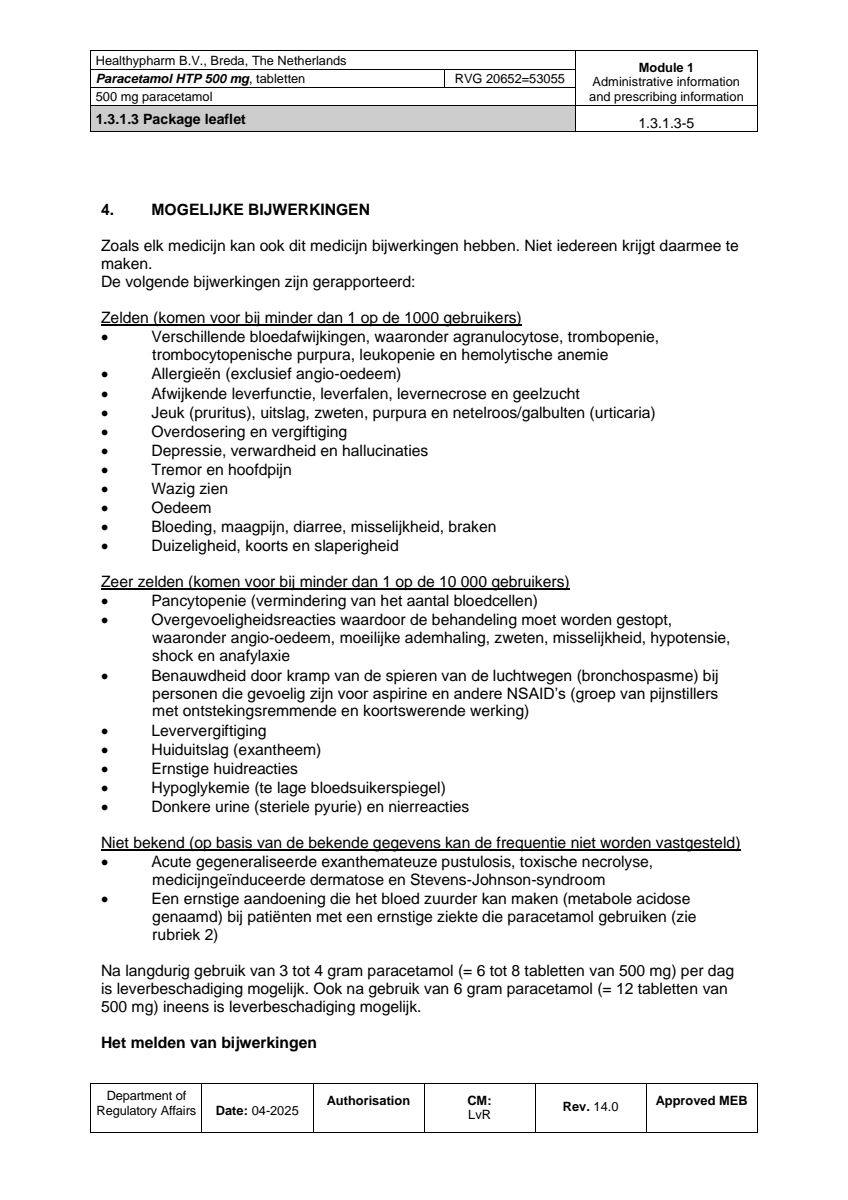 Paracetamol 500mg Tabletten afbeelding van document #5, leaflet