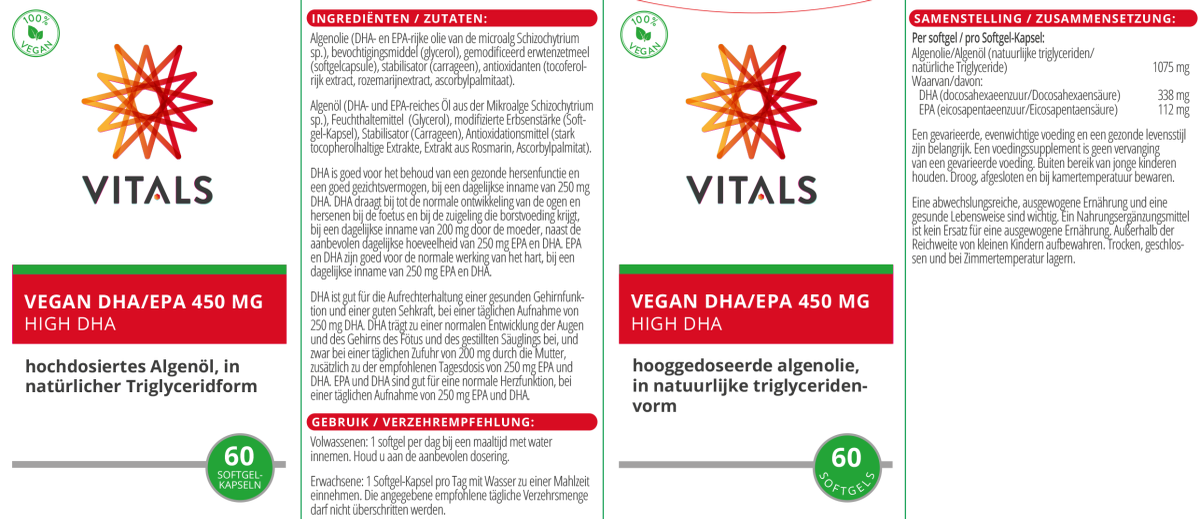 Vegan DHA/EPA 450mg afbeelding van document #1, label