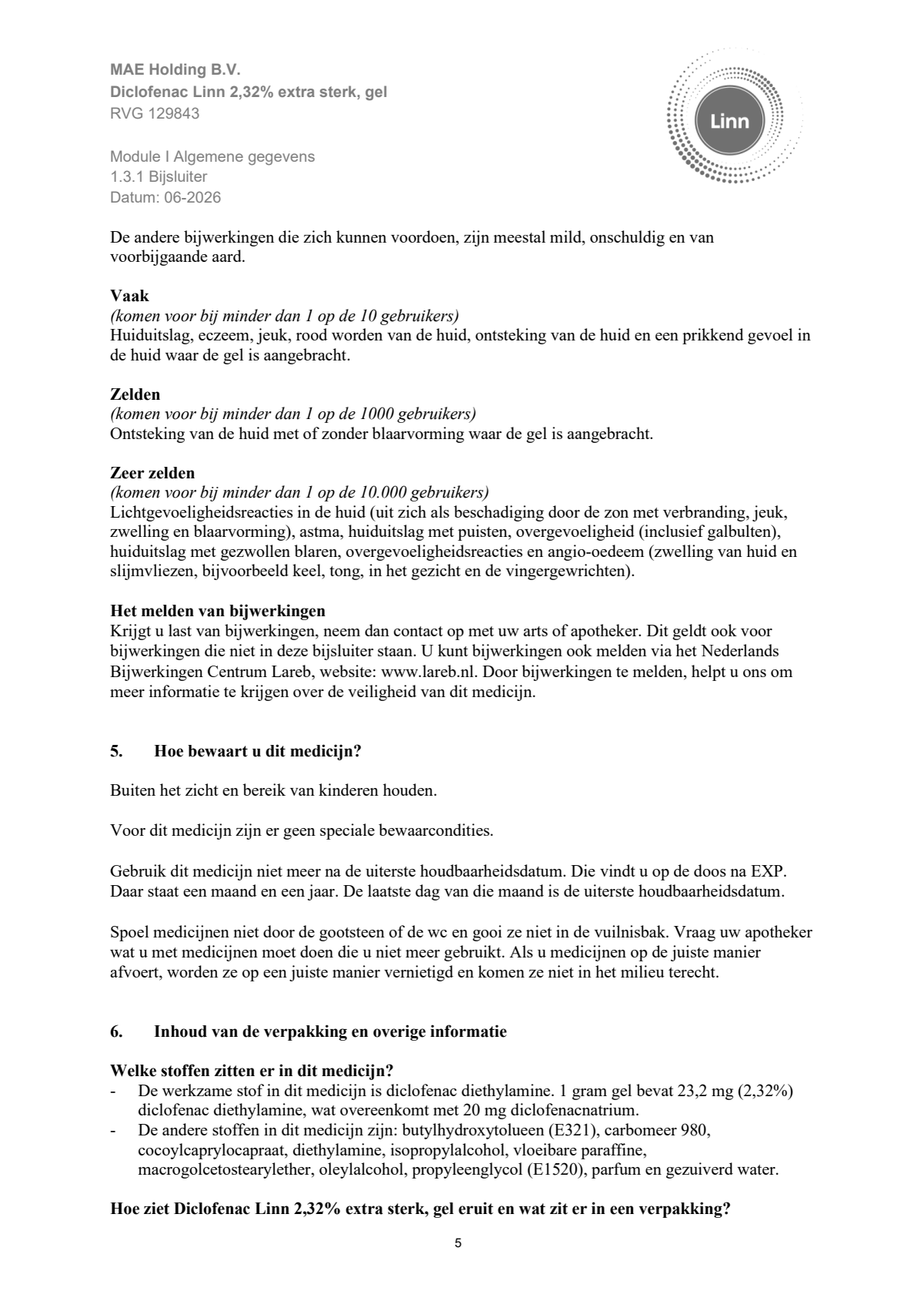 Diclofenac 2,32% Extra Sterk Gel afbeelding van document #5, leaflet