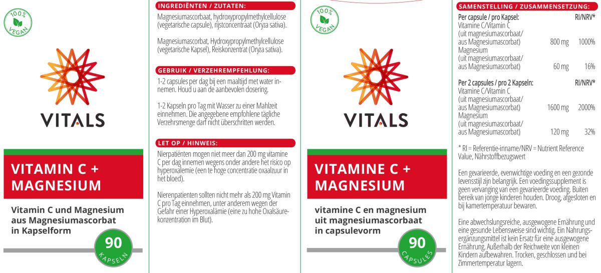 Vitamine C + Magnesium Capsules afbeelding van document #1, label
