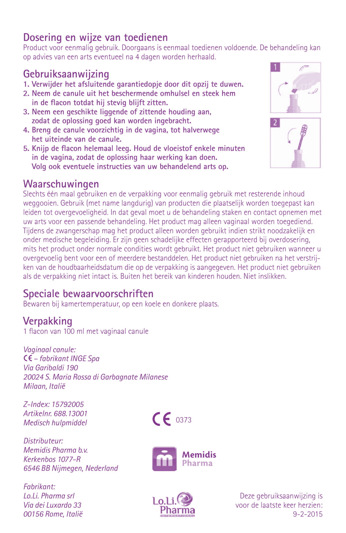 Vaginale Oplossing afbeelding van document #2, instructions