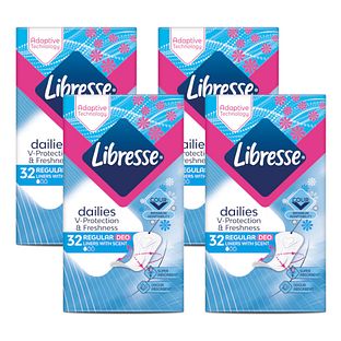 Libresse Dailies V-Protection Regular Deo Fresh Inlegkruisjes Multiverpakking 4x32ST Libresse Dailies V-Protection Regular Deo Fresh Inlegkruisjes Multiverpakking 4x32ST