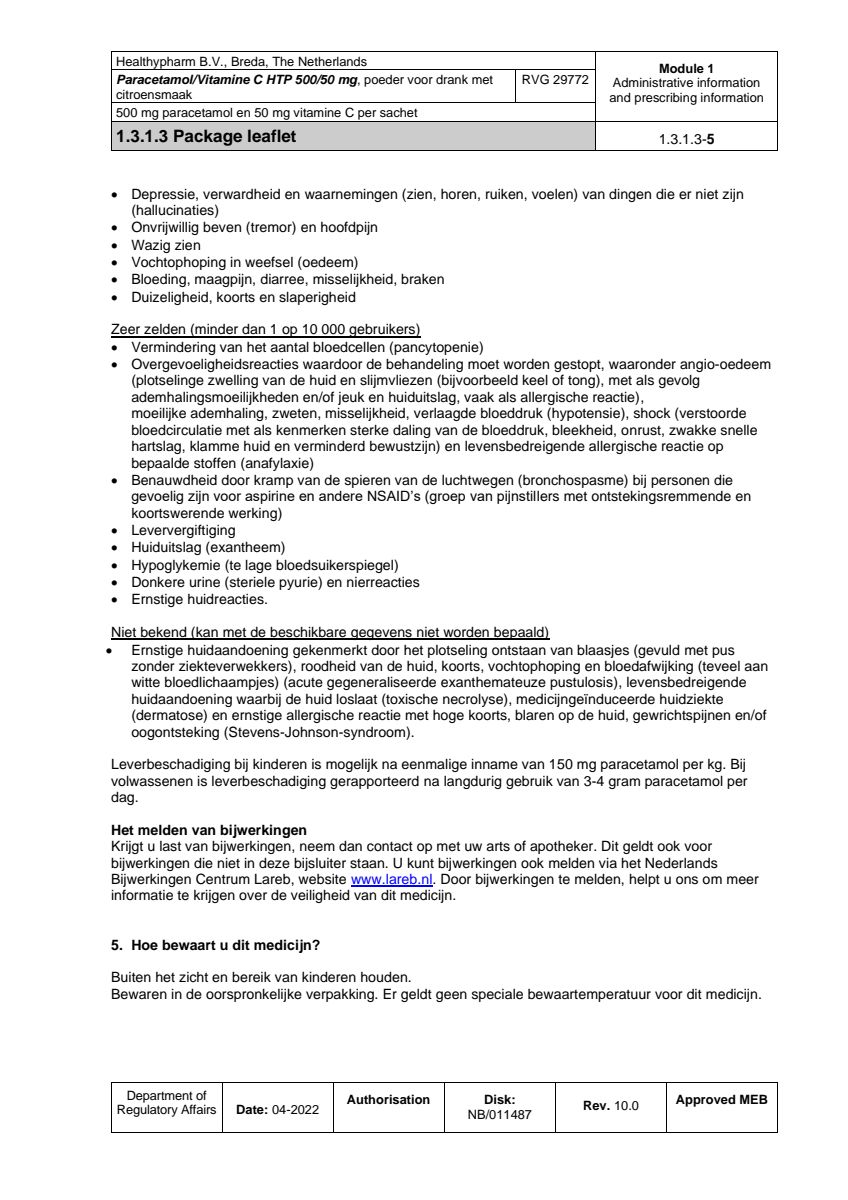 Paracetamol Vitamine C Sachet afbeelding van document #5, leaflet