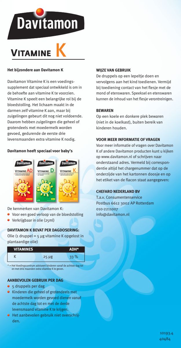 Vitamine K Olie afbeelding van document #1, instructions