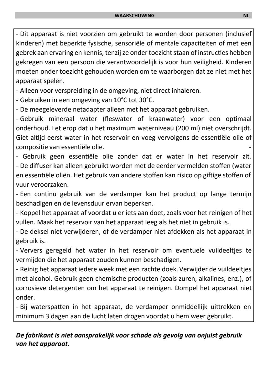 Space Aroma Diffuser afbeelding van document #2, instructions