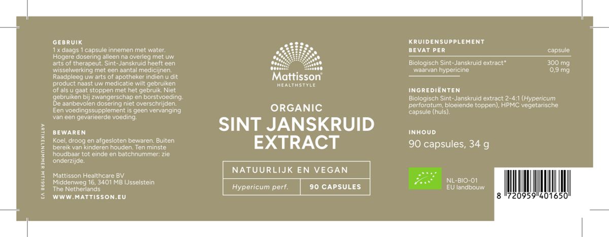 Sint Janskruid Extract Bio afbeelding van document #1, label