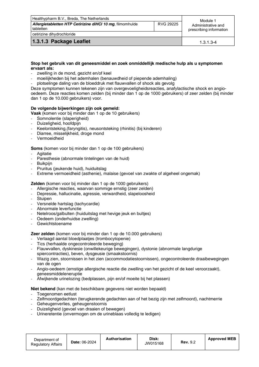 Cetirizine Tabletten afbeelding van document #4, leaflet