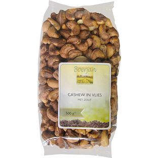 Boerjan Gezouten Cashewnoten 500GR Boerjan Gezouten Cashewnoten 500GR