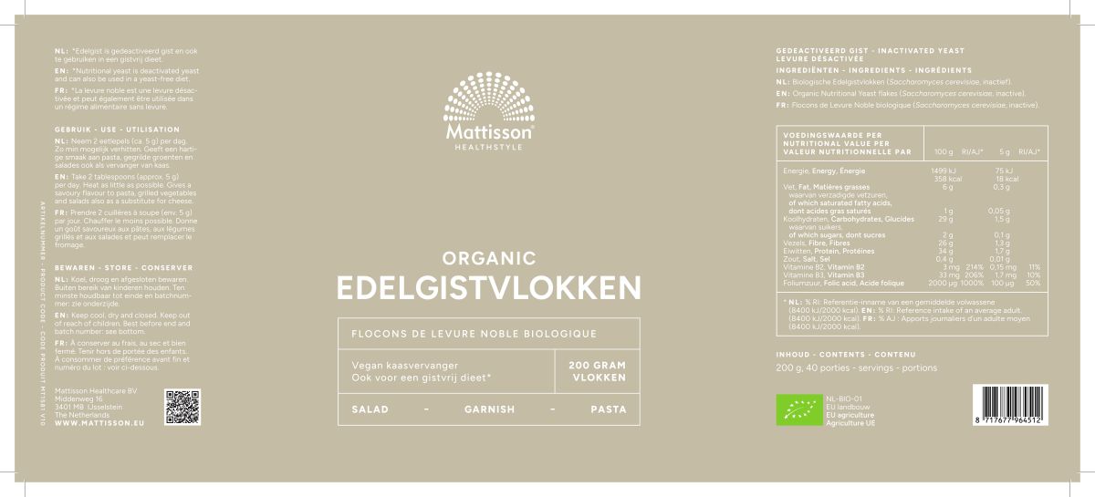 Biologische Edelgistvlokken afbeelding van document #1, label