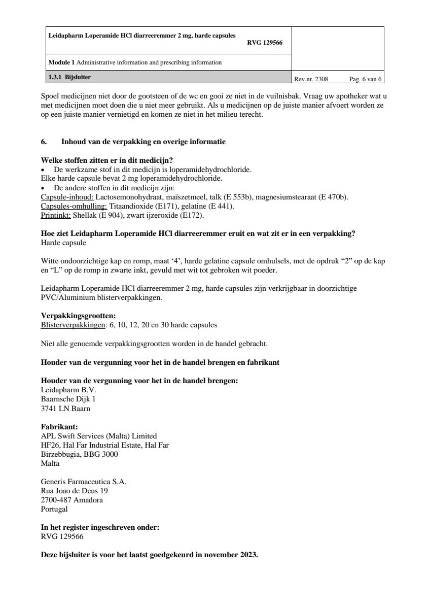 Diarreeremmers 2mg Loperamide afbeelding van document #6, leaflet