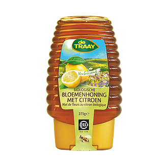 De Traay Bloemenhoning met Citroen Biologisch Knijpfles 365GR De Traay Bloemenhoning met Citroen Biologisch Knijpfles 365GR