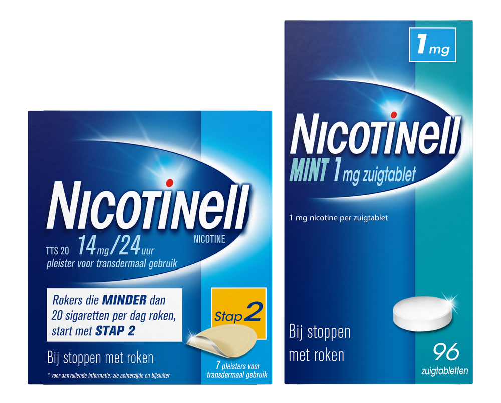 Nicotinell Combineer Pleister 14 mg (7st) en Zuigtablet Mint 1 mg (96st) - afbeelding