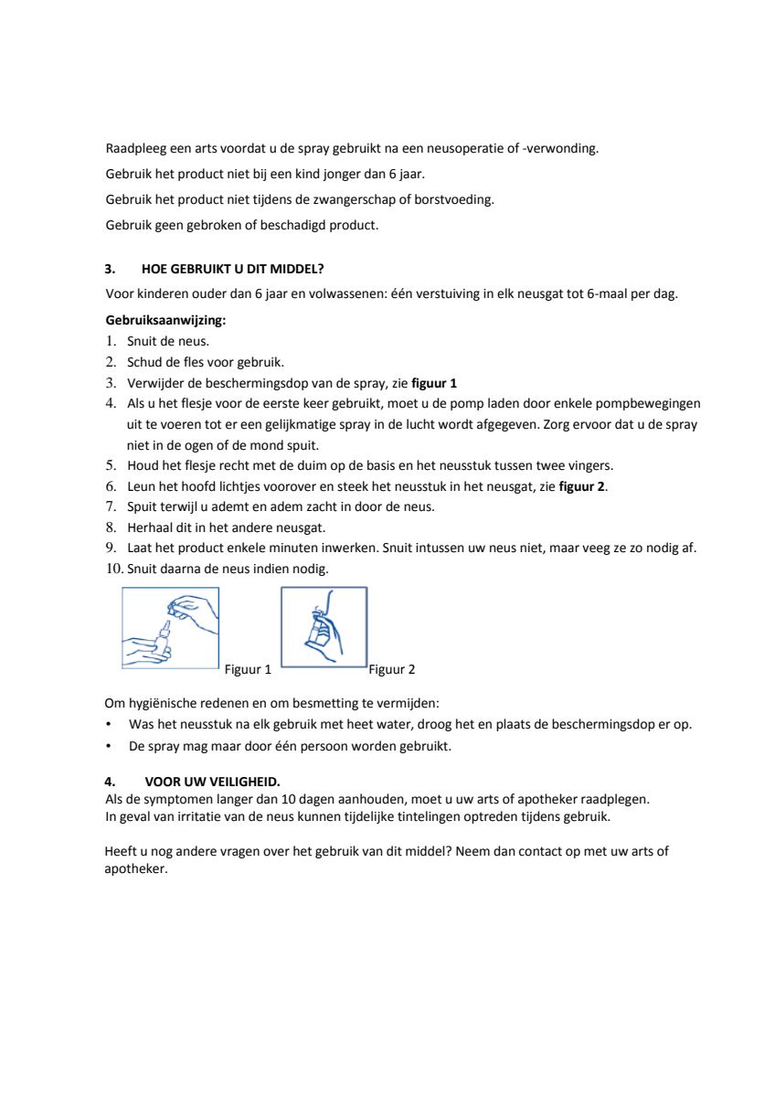 Zoutoplossing Plus Eucalyptus Neusspray bij een verstopte neus afbeelding van document #2, instructions