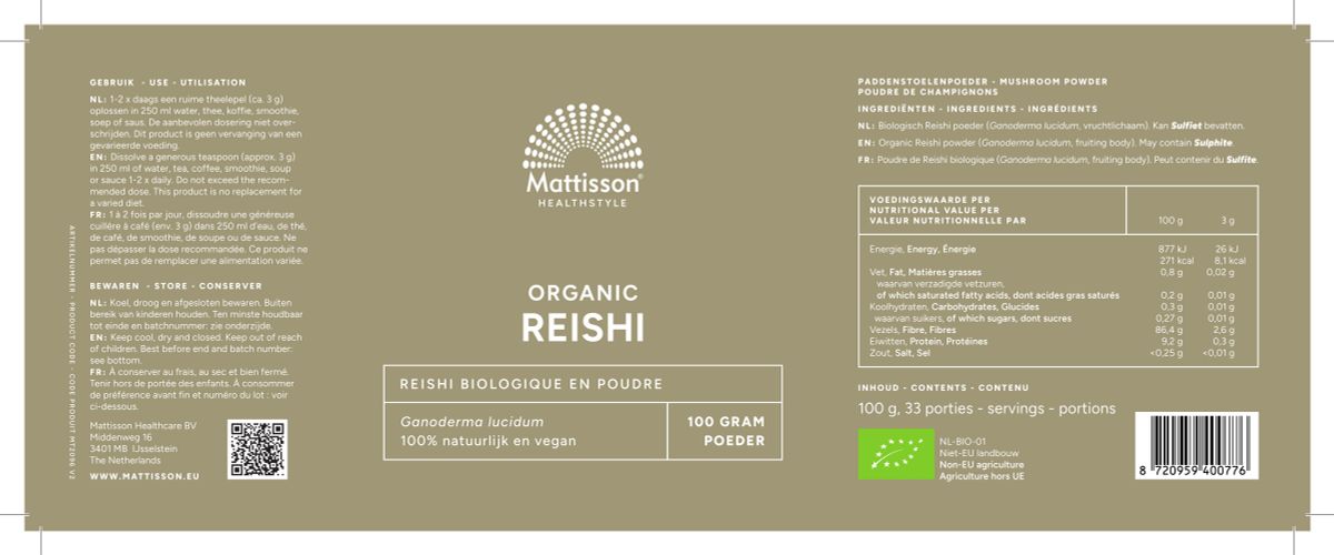 Organic Reishi Poeder afbeelding van document #1, label