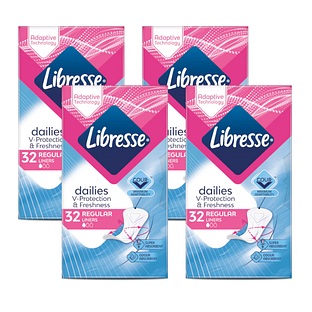 Libresse Dailies V-Protection Regular Inlegkruisjes Multiverpakking 4x32ST