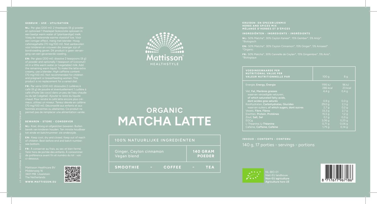 Matcha Latte Vegan Blend afbeelding van document #1, label
