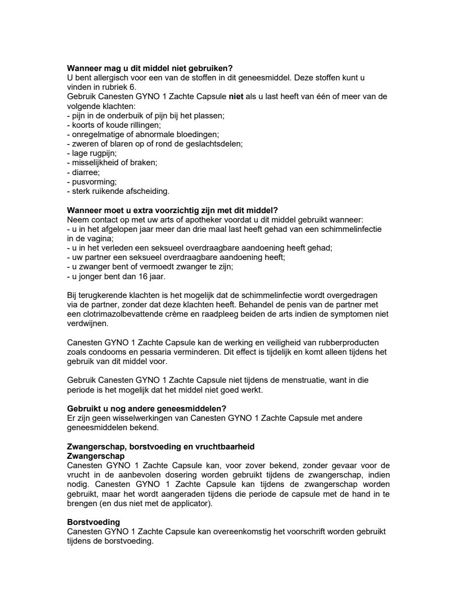 Canesten Gyno 1 Zachte Capsule - 1 daagse behandeling afbeelding van document #2, leaflet