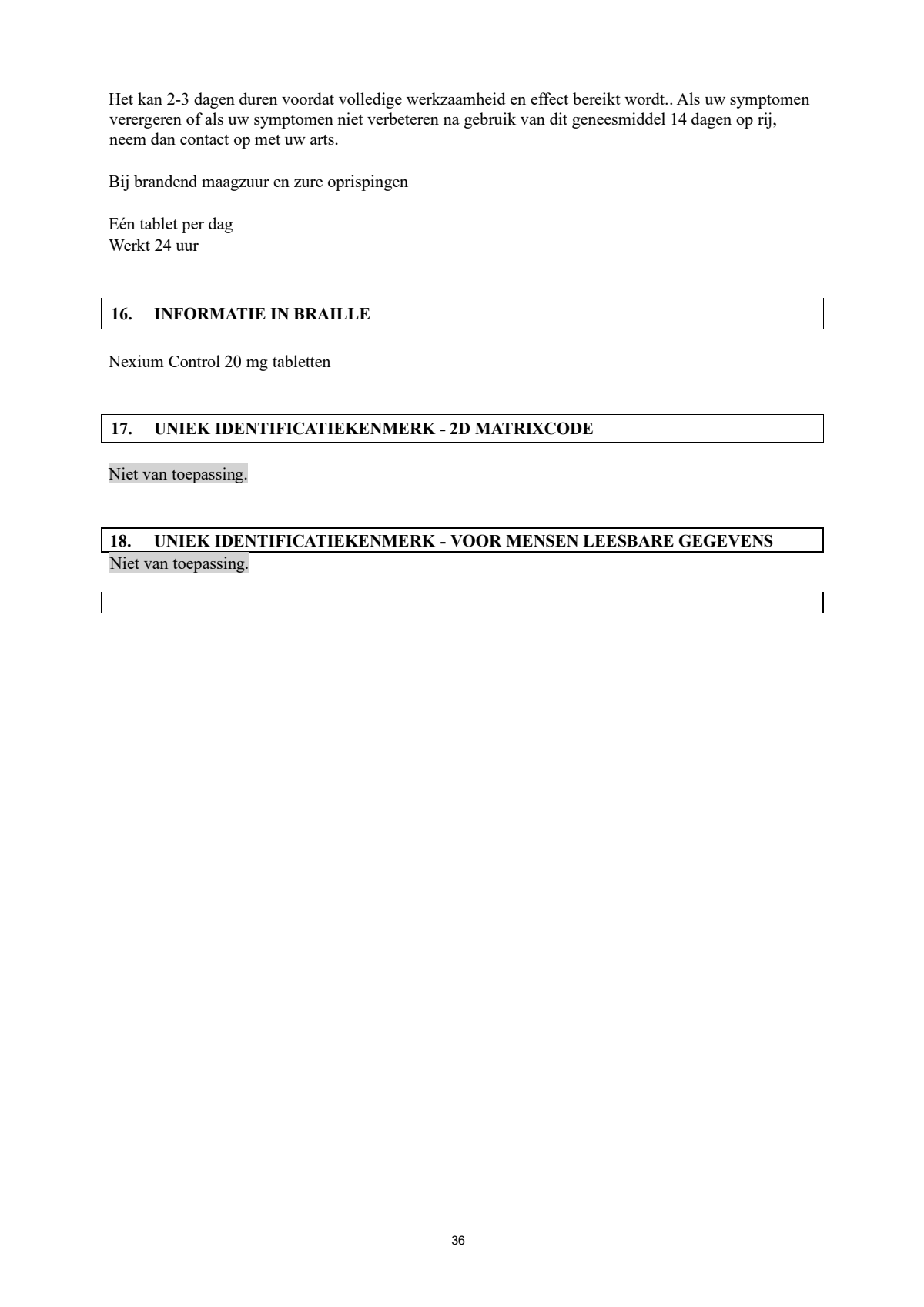 Control Tabletten - voor brandend maagzuur afbeelding van document #36, leaflet
