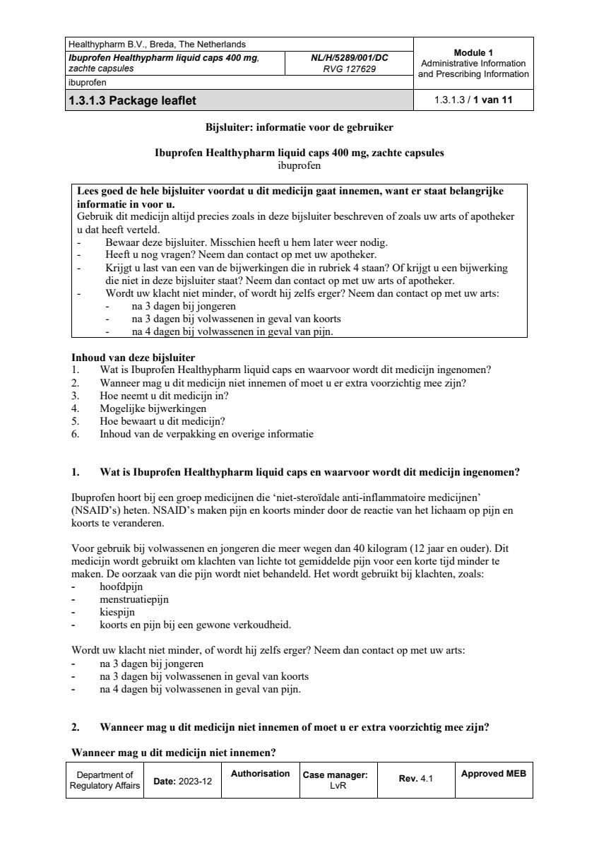 Ibuprofen 400mg Liquid Caps afbeelding van document #1, leaflet
