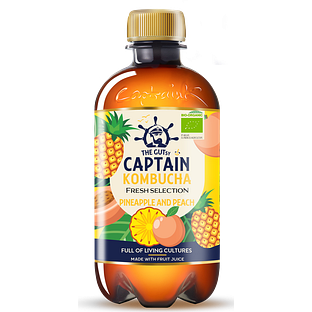 The GUTsy Captain Kombucha Pineapple and Peach 400ML