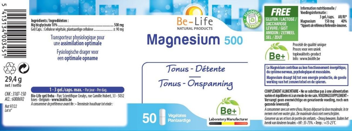 Magnesium 500 Capsules afbeelding van document #1, label