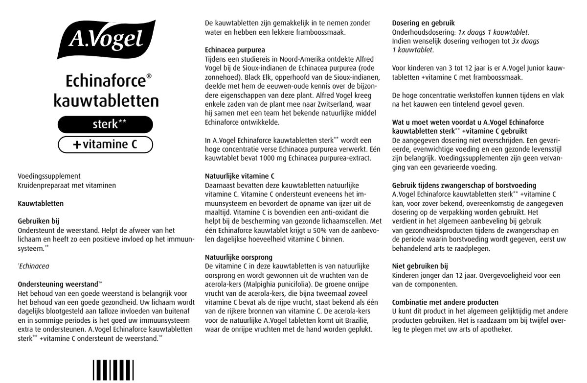 Echinaforce Kauwtabletten sterk** + Vitamine C Tabletten afbeelding van document #1, instructions