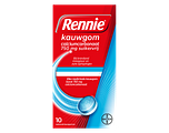 Rennie Kauwgom Calciumcarbonaat 750mg Suikervrij 10ST