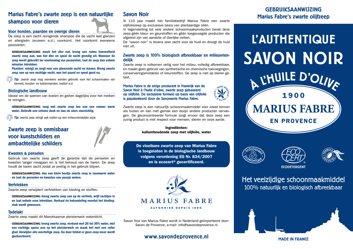 Savon Noir Zwarte Zeep afbeelding van document #1, instructions