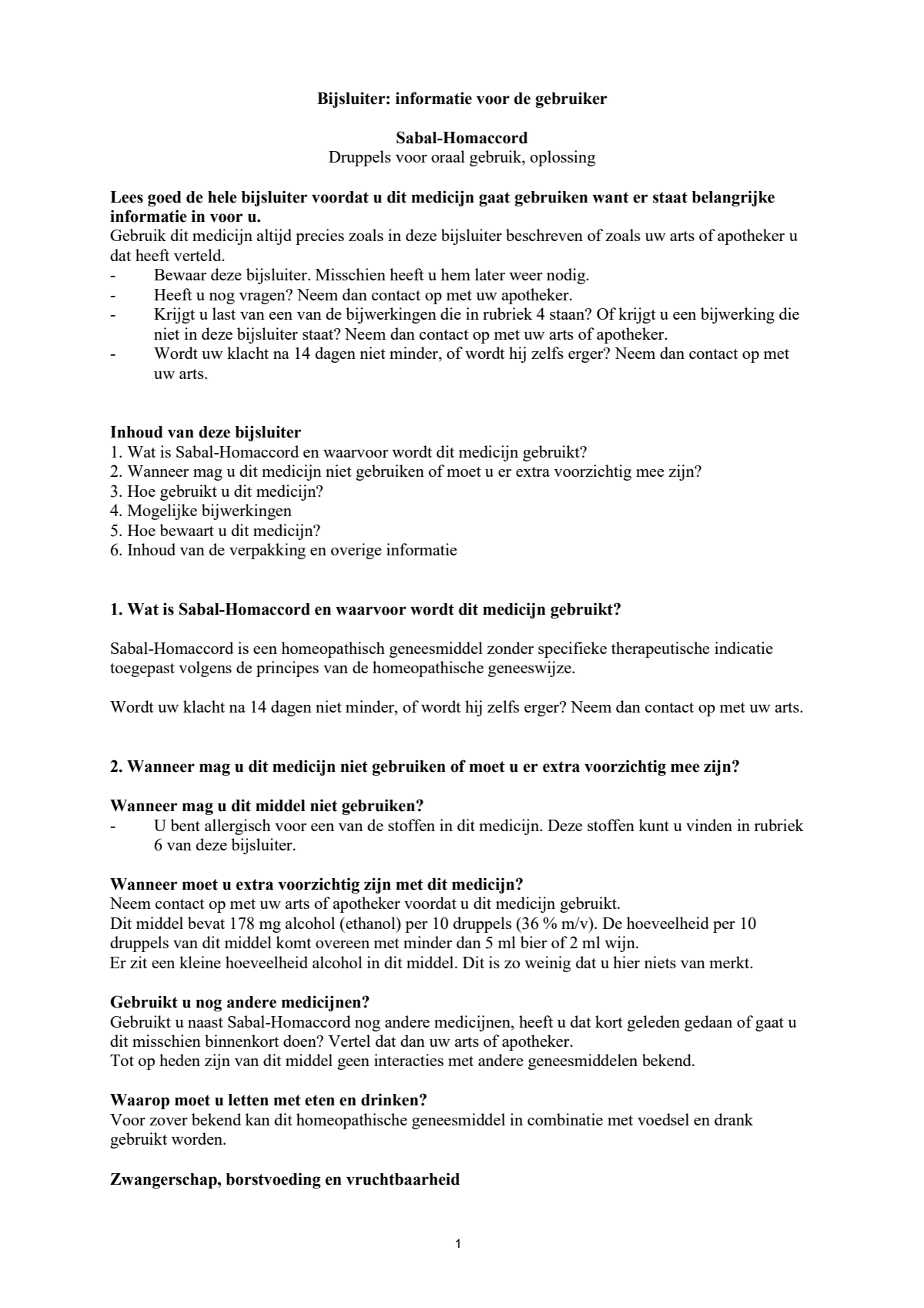 Sabal-Homaccord afbeelding van document #1, leaflet