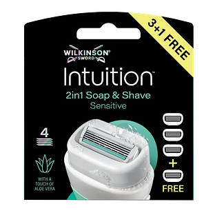 Wilkinson Intuition 2in1 Soap & Shave Sensitive Navulmesjes 4ST Wilkinson Intuition 2in1 Soap & Shave Sensitive Navulmesjes 4ST