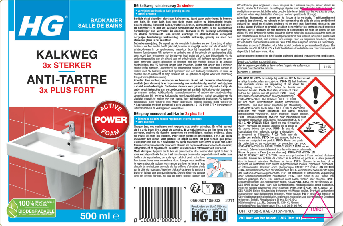 Badkamer Kalkweg Schuimspray - 3x sterker afbeelding van document #1, label
