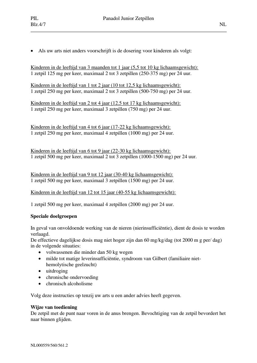 Junior Zetpillen 250mg 1-6 Jaar afbeelding van document #4, leaflet
