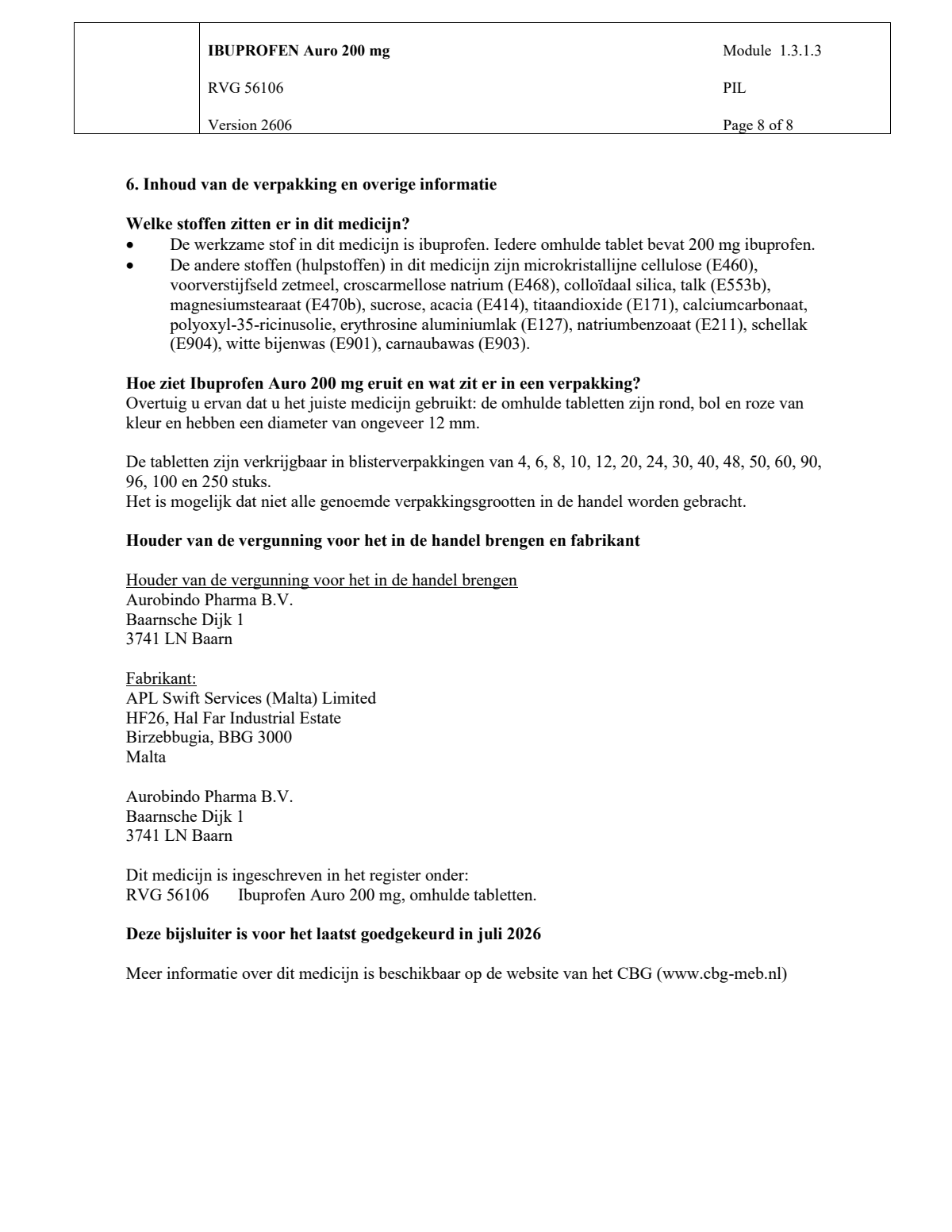 Ibuprofen 200mg afbeelding van document #8, leaflet