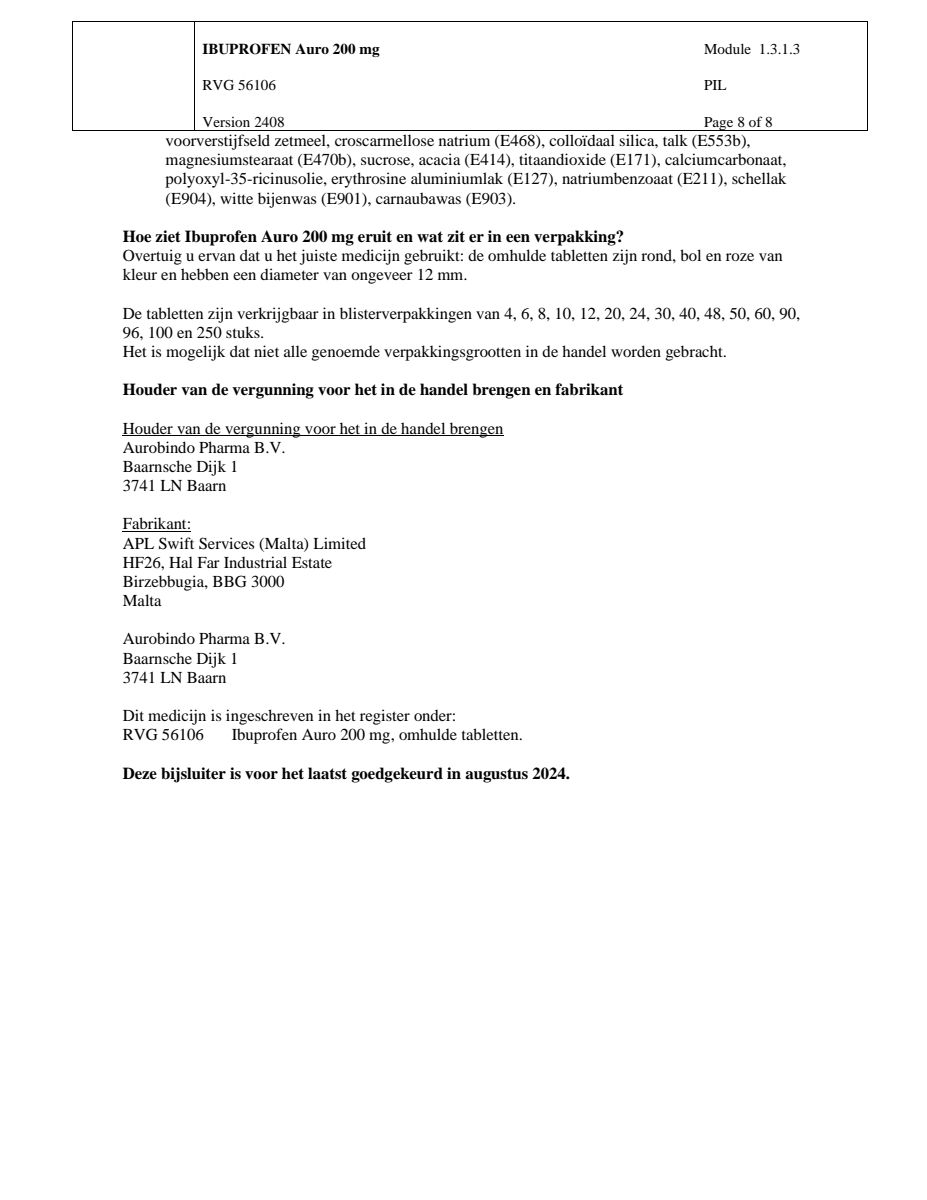 Ibuprofen 200mg afbeelding van document #8, leaflet