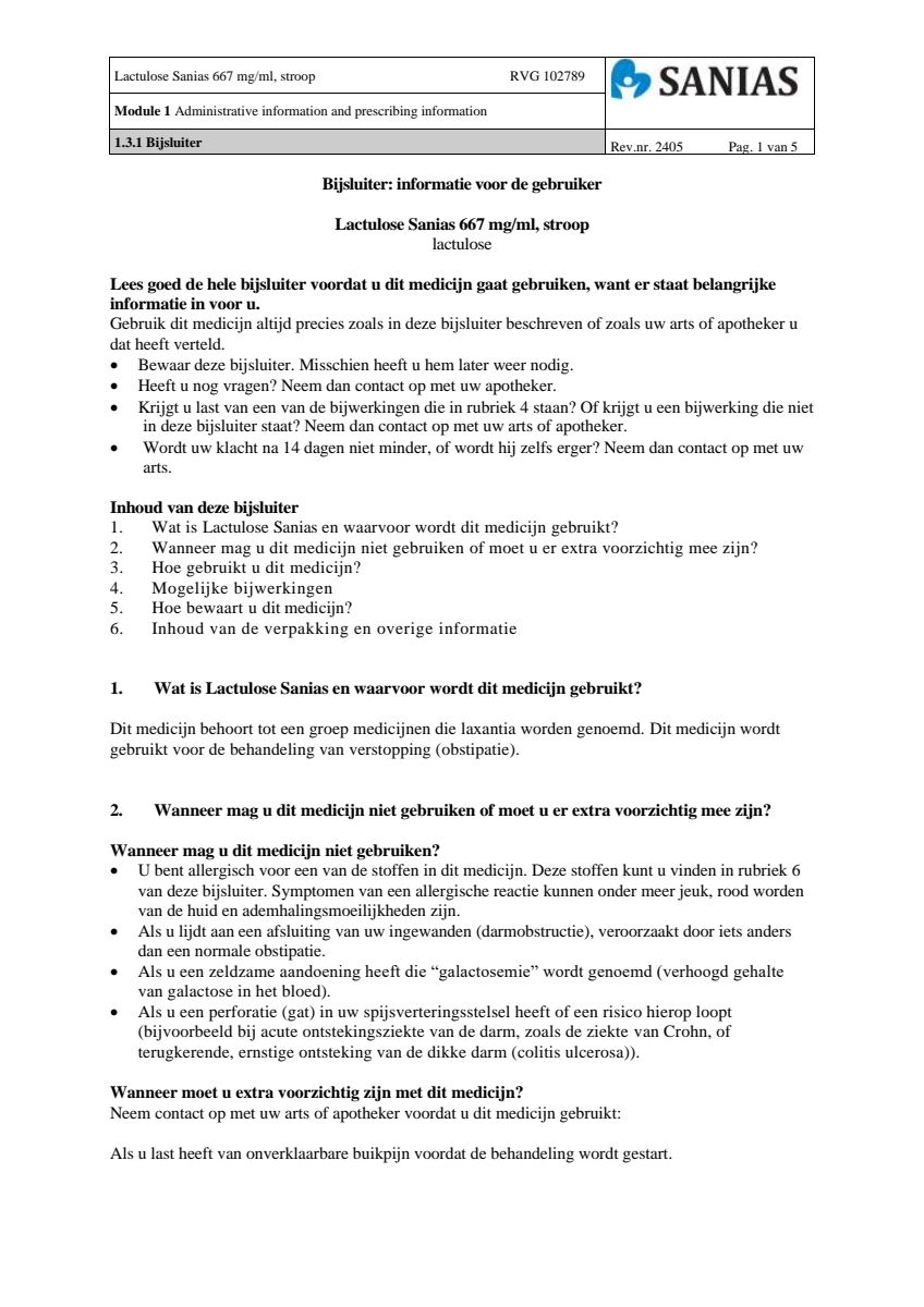Lactulose Stroop 667mg afbeelding van document #1, leaflet