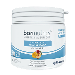Metagenics Barinutrics Calciumcitraat + D & K2 Kauwtabletten 90KTB
